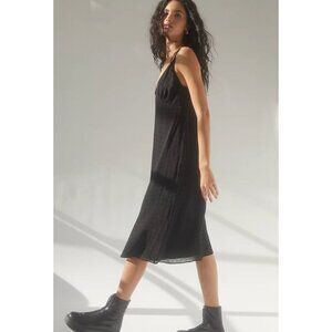 Aritzia Wilfred Liberty Midi Dress Empire Waist Slip Style Black Plaid Size 4